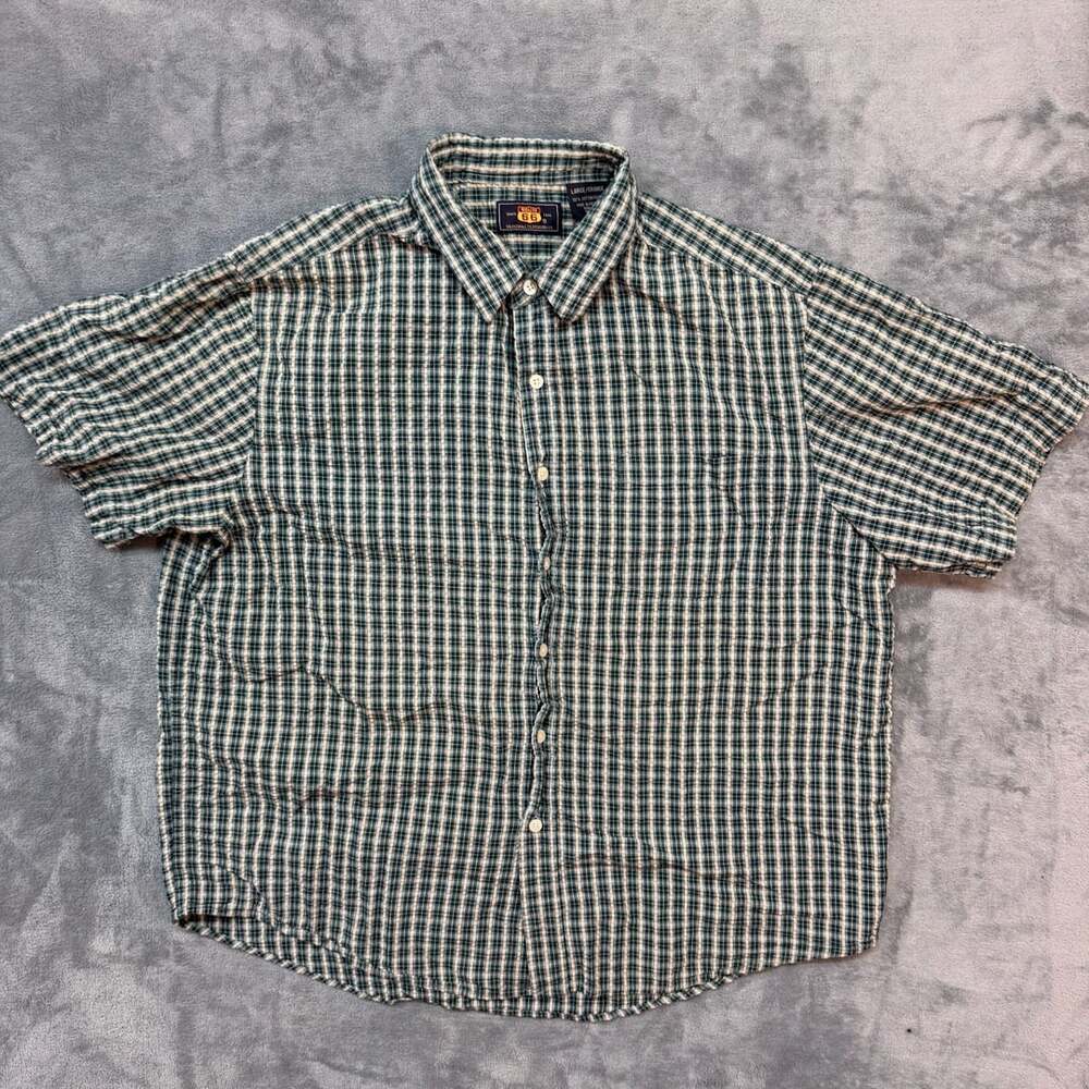 Route 66 Plaid Short Sleeve Button-Down Shirt Size Large Green